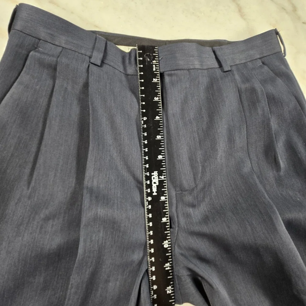 Perry Ellis Portfolio Dress Pants Mens 30/30 Blue Pleated Office Sharkskin Style